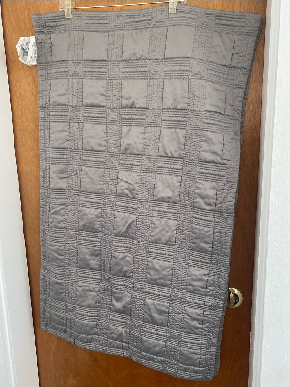 Gray Quilted Throw Pillow Cover - Neutral Check Texture